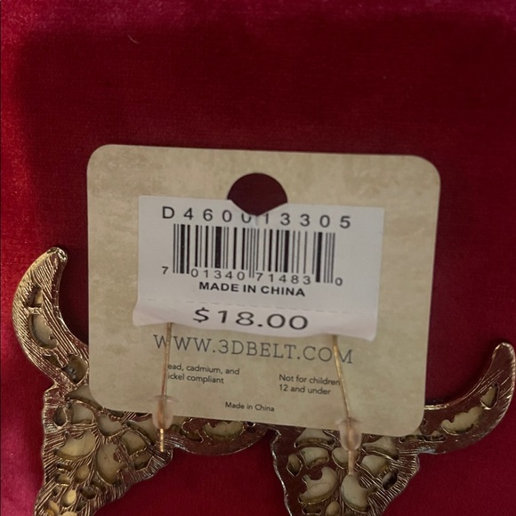 Silver Strike Rhinestone Cow Print Bull Dangly Western Earrings NWT - Picture 3 of 4